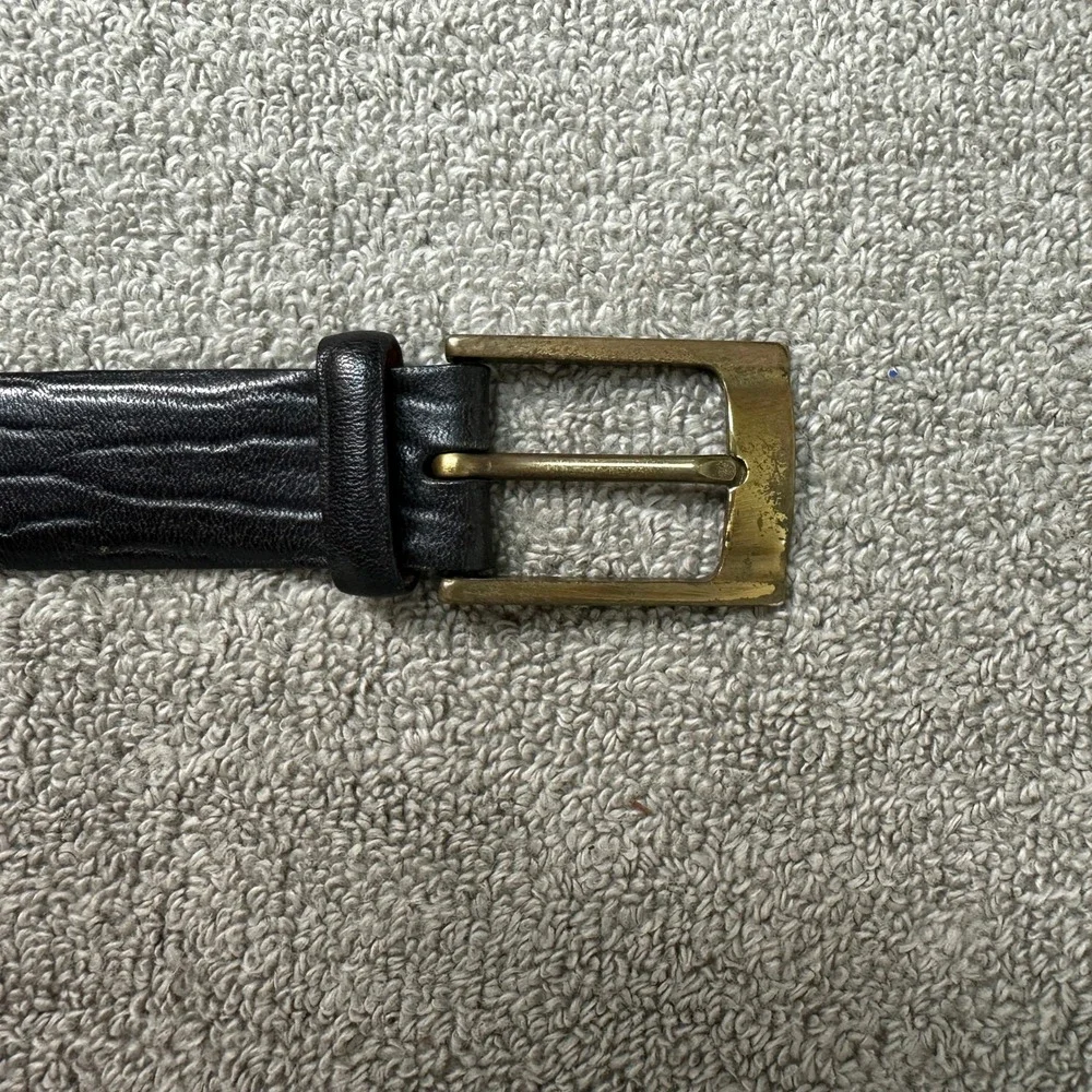 Samantha Black Genuine Leather Belt Size 40 Brass Buckle Made in Canada 02027A